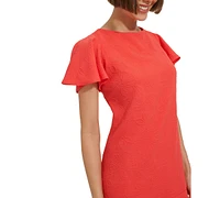 Tommy Hilfiger Women's Flutter-Sleeve Jacquard Shift Dress