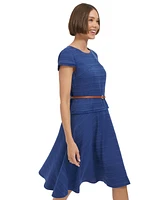 Tommy Hilfiger Women's Belted Cap-Sleeve Fit & Flare Dress