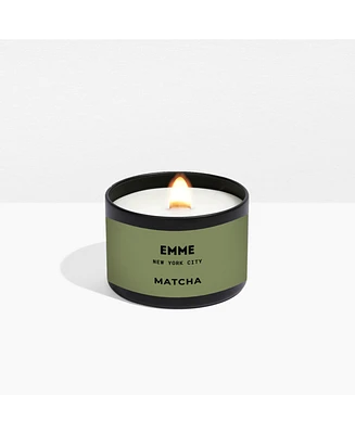 Emme nyc Natural Soy Matcha Scented Candle Tin with Wood Wick 4 oz