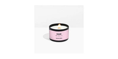 Emme nyc Natural Soy Sakura Scented Candle Tin with Wood Wick 4 oz