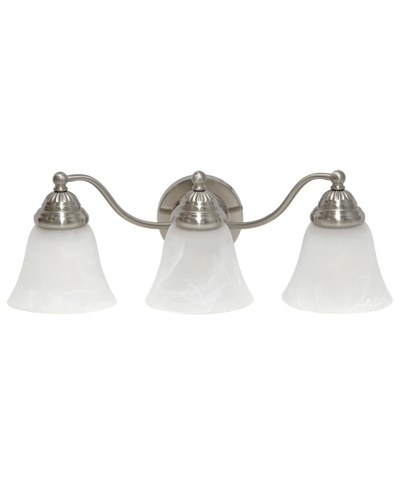 Lalia Home Essentix Traditional Three Light Curved Metal, Alabaster White Glass Shade Vanity Uplight Downlight Wall Mounted Fixture