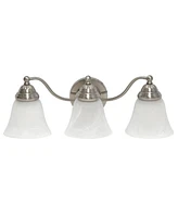 Lalia Home Essentix Traditional Three Light Curved Metal, Alabaster White Glass Shade Vanity Uplight Downlight Wall Mounted Fixture