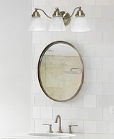 Lalia Home Essentix Traditional Three Light Curved Metal, Alabaster White Glass Shade Vanity Uplight Downlight Wall Mounted Fixture