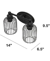 Lalia Home Ironhouse Two Light Industrial Decorative Cage Vanity Uplight Downlight Wall Mounted Fixture