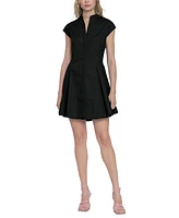 Donna Morgan Women's Stretch Poplin Flared Shirtdress