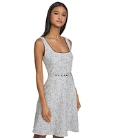 Karl Lagerfled Paris Women's Jacquard Belted A-Line Dress