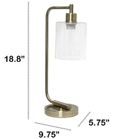 Lalia Home Modern Iron Desk Lamp with Glass Shade, Antique Brass