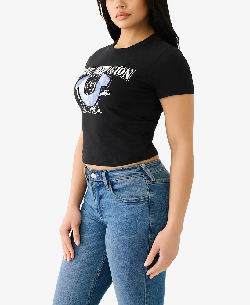 Women's Distressed Horseshoe Baby Tee