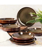 Gibson Elite Edwina 16 Piece Double Bowl Dinnerware Set, Service for 4