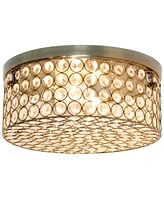 Lalia Home 12" Classix Glam Two Light Decorative Round Crystal and Metal Flush Mount Ceiling Light Fixture