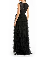 Mac Duggal Women's Ruffle Tiered Sequin High Neck Gown