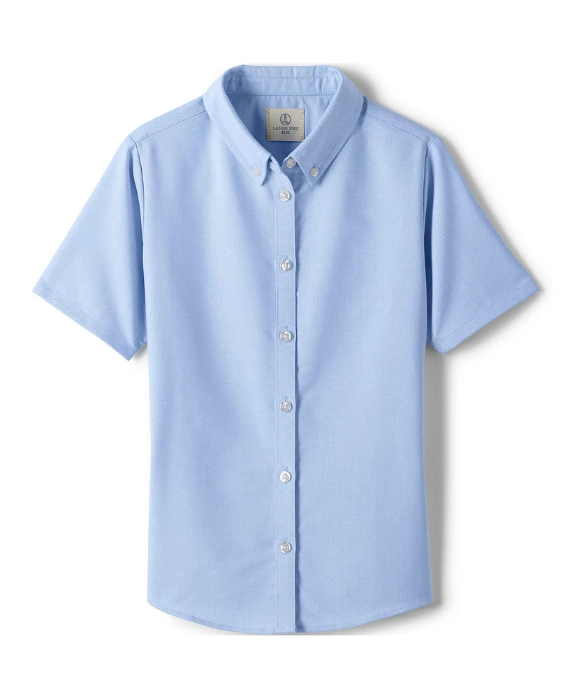 Lands' End Big Girls School Uniform Short Sleeve Oxford Dress Shirt