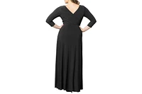 Kiyonna Plus Size Gala Glam V Neck Evening Gown