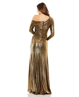 Mac Duggal Women's Long Sleeve Off The Shoulder Metallic Gown