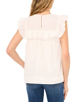 CeCe Women's Ruffled Embroidered Blouse