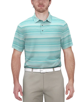 Pga Tour Men's Linear Energy Textured Short Sleeve Performance Golf Polo Shirt