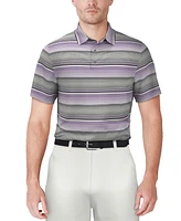 Pga Tour Men's Linear Energy Textured Short Sleeve Performance Golf Polo Shirt