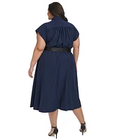 Calvin Klein Plus Commuter Belted Midi Dress