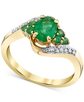 Emerald (1 ct. t.w.) & Diamond Accent Swirl Ring in 10k Gold