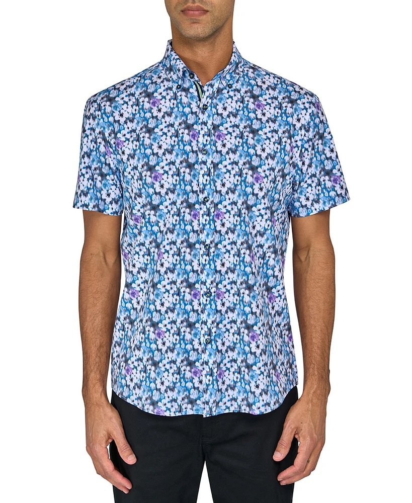 Society of Threads Men's Regular-Fit Non-Iron Performance Stretch Blurred Floral Button-Down Shirt