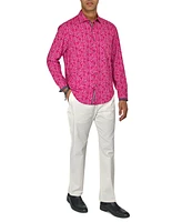 Society of Threads Men's Regular-Fit Non-Iron Performance Stretch Rose-Print Button-Down Shirt