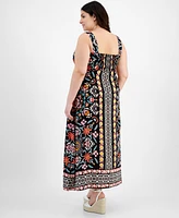 Vince Camuto Plus Thick Strap Printed Maxi Dress