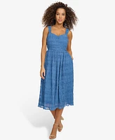 kensie Women's Textured Sweetheart-Neck Midi Dress