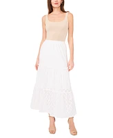 Sam & Jess Women's Eyelet Tiered Pull-On Midi Knit Skirt