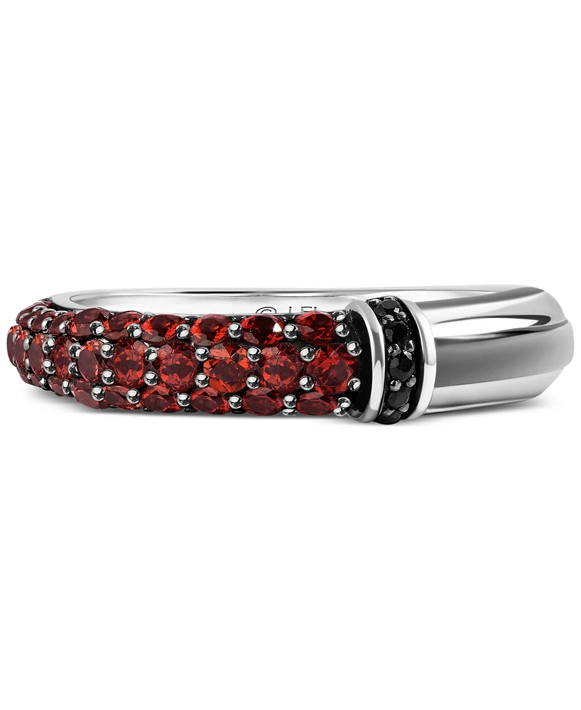 Wonder Fine Jewelry Garnet (1 ct. t.w.) & Black Diamond (1/20 ct. t.w.) Darth Vader Lightsaber Ring in Sterling Silver