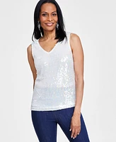 I.n.c. International Concepts Women's V-Neck Sequin Tank Top, Created for Macy's