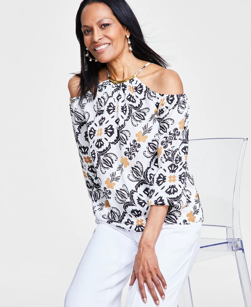 I.n.c. International Concepts Women's Cold-Shoulder Top, Created for Macy's