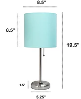 Creekwood Home Oslo 19.5" Contemporary Bedside Standard Metal Table Desk Lamp with White Drum Fabric Shade
