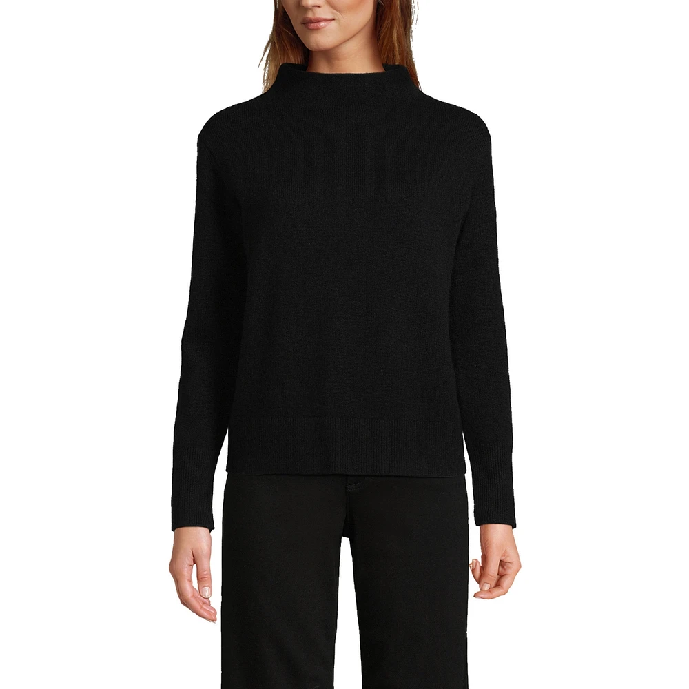 Lands' End Women's Cashmere Funnel Neck Sweater