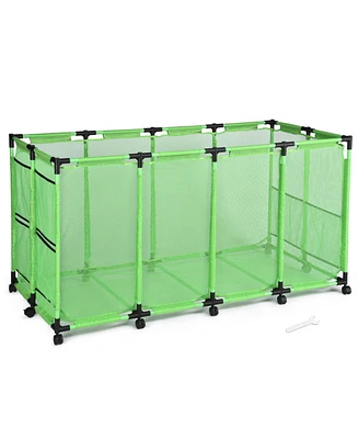 Yescom Large Mesh Pool Storage Bin Rolling Cart Toy Float Organizer Metal