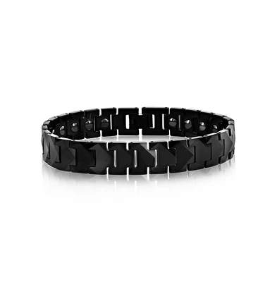Metallo Polished Puzzle Magnetic Link Tungsten Bracelet