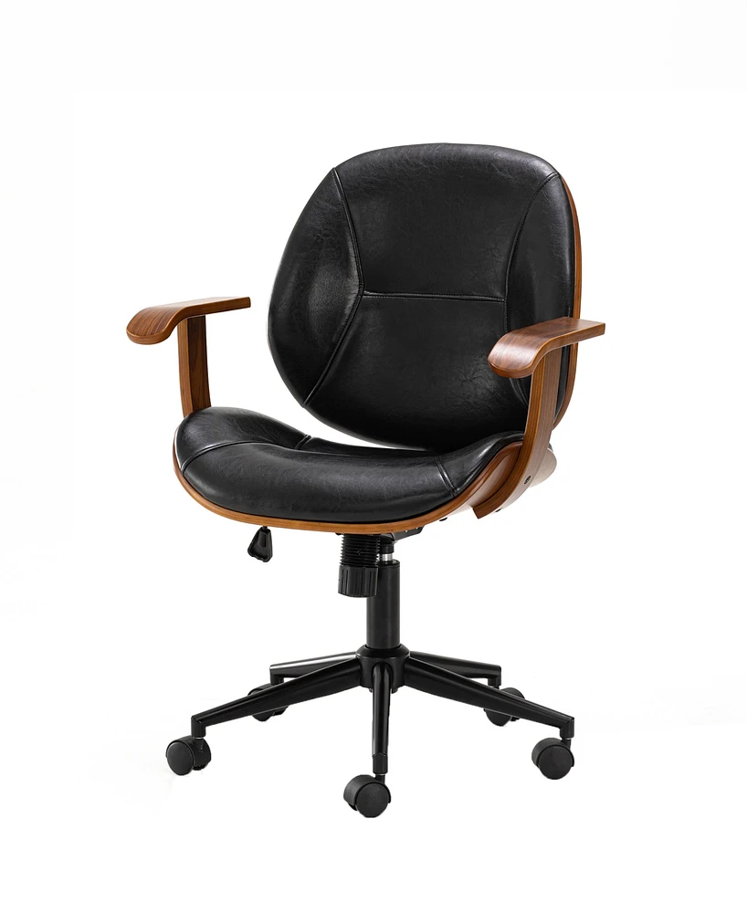 Glitzhome Leatherette Gaslift Adjustable Swivel Office Chair