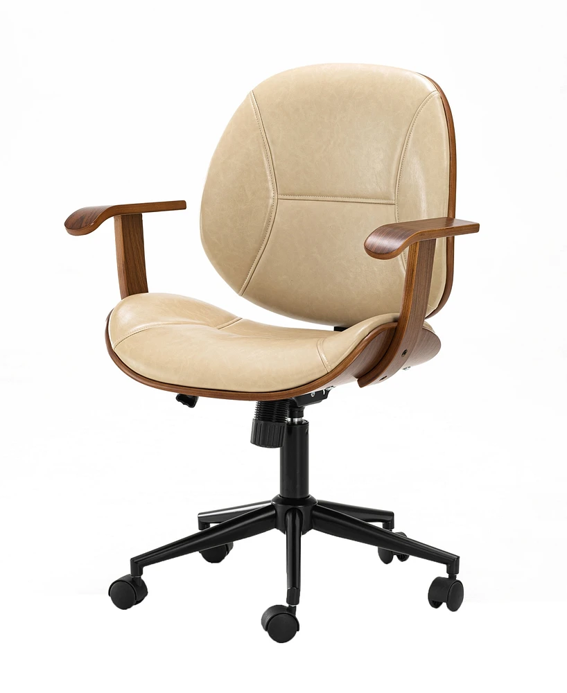 Glitzhome Leatherette Gaslift Adjustable Swivel Office Chair