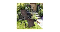 Slickblue 2Pcs Patio Rattan Folding Lounge Chair