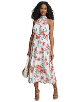 Calvin Klein Petite Floral-Print A-Line Halter Dress