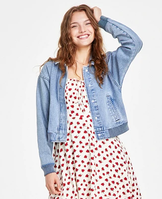 Celebrity Pink Juniors' Denim Bomber Jacket