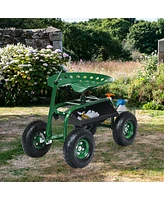 Slickblue Extendable Handle Garden Cart Rolling Wagon Scooter