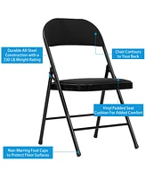 4-Pack Folding Chair Fabric Upholstered Padded Seat Metal Frame for Home
