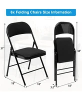 4-Pack Folding Chair Fabric Upholstered Padded Seat Metal Frame for Home