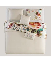 Bebejan Antique Flowers Ivory Bedding 200 Thread Count 100% Cotton Sateen 5 Piece Reversible King Comforter Set