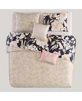 Bebejan Blossom Haven Bedding 200 Thread Count 100% Cotton Sateen 5 Piece Reversible Queen Comforter Set