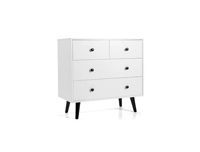 Slickblue 4 Drawers Dresser Chest of Drawers Free Standing Sideboard Cabinet-White