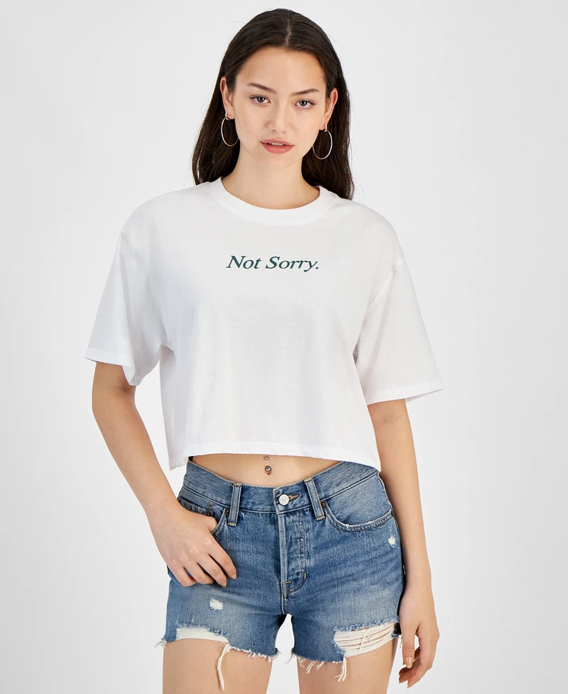 Self Esteem Juniors' Not Sorry Graphic-Print Cropped Tee