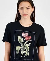 Self Esteem Juniors' Rose Graphic-Print Crewneck Tee