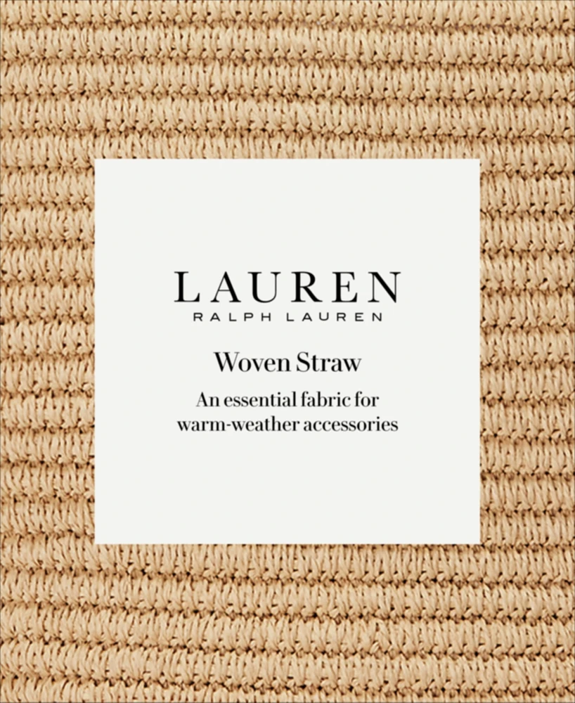 Lauren Ralph Brie Leather-Trim Straw Medium Tote Bag