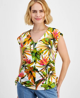 I.n.c. International Concepts Petite Cotton Ruched-Side Top, Created for Macy's